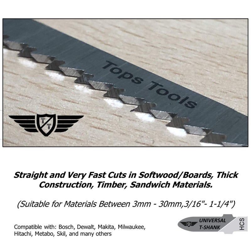 TopsTools 25 x TopsTools T101B 100mm Jigsaw Blades Designed for Clean Cuts in Wood - Image 3